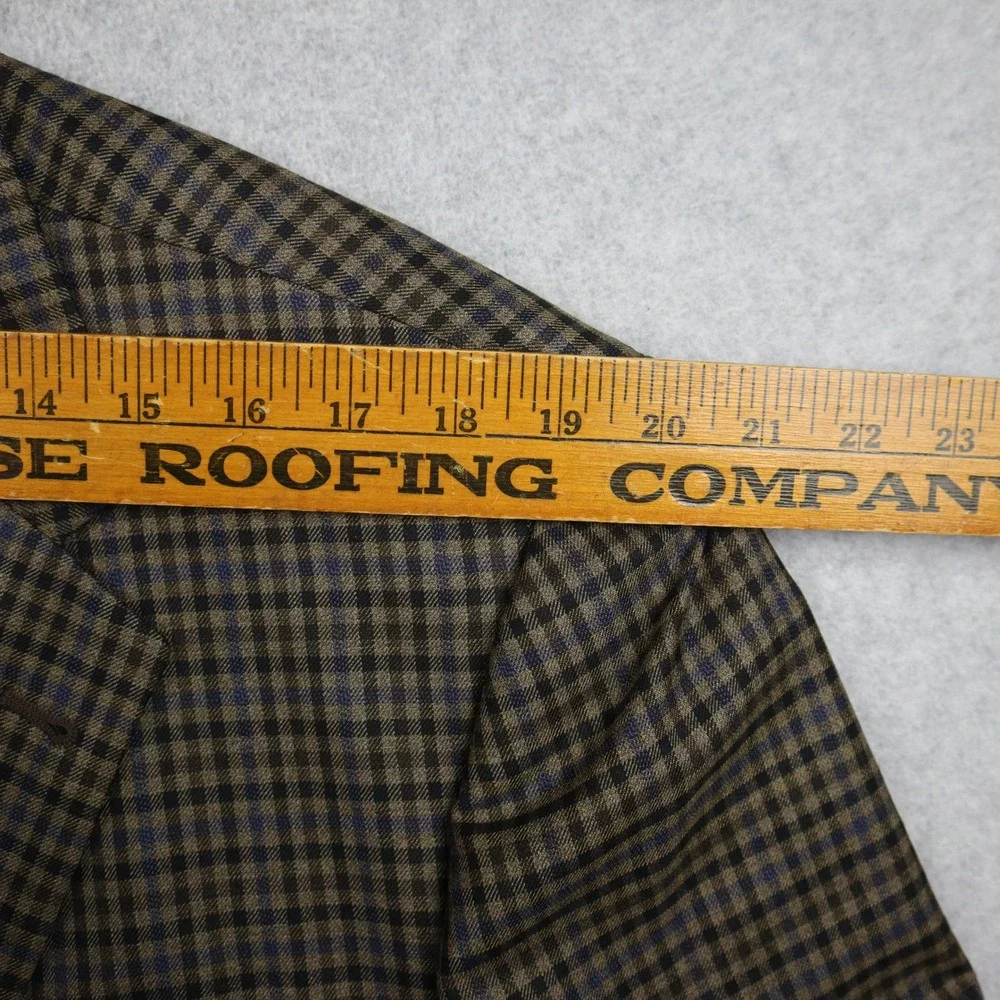 Joseph Abboud Blazer Mens 44L Wool Sport Coat Brown Blue Check Plaid Suit Jacket